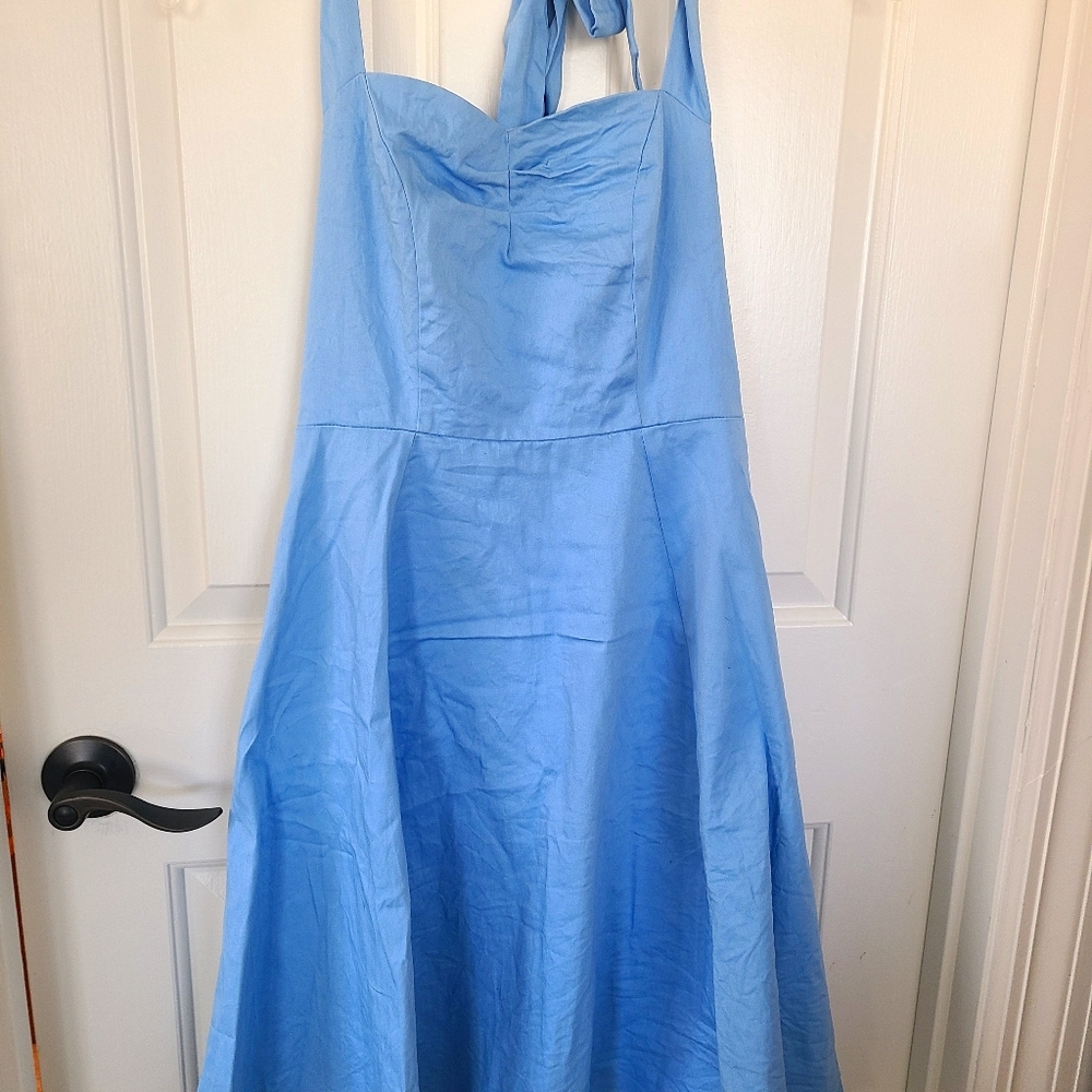 Halter dress, light blue, size M,